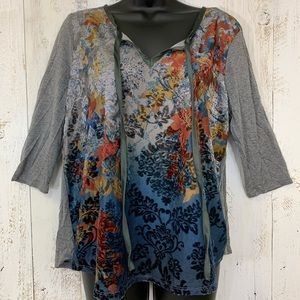 Rebecca Malone Womens Medium Boho Tie Front Floral